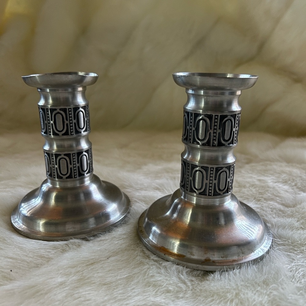 Vintage Haugrud 332 Pewter Candlestick Holders - Set of 2